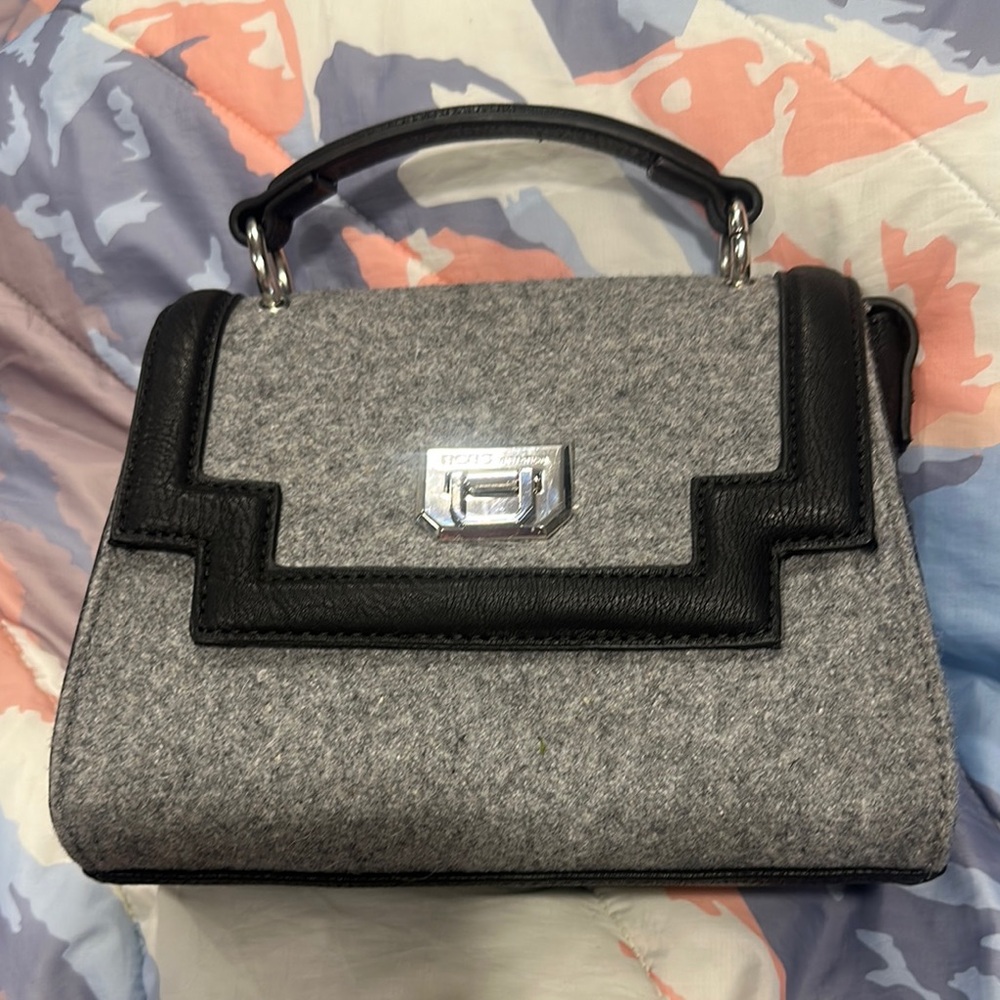NWOT BCBGeneration Gray and Black Satchel with Structured Design Crossbody
